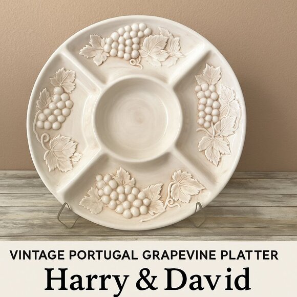 Vintage Harry & David A. Santos Portugal Grapevine Divided Serving Platter 9708 - Picture 1 of 10